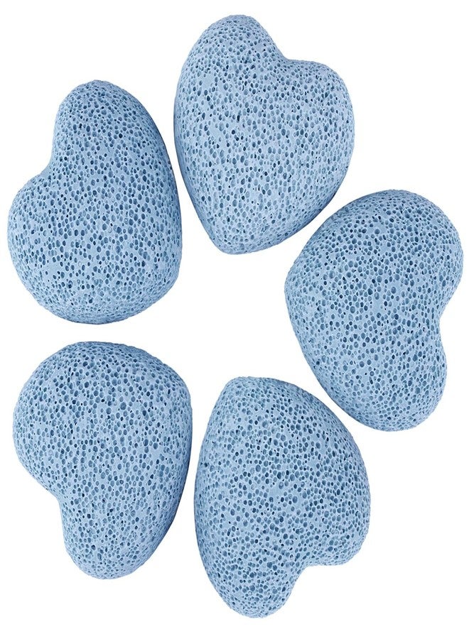Nupuyai Pack of 5 Heart Shaped Lava Stones, Lava Rock Diffuser for Essential Oils, Palm Worry Stone for Reiki Balance Meditation, Blue - Image 1